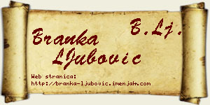 Branka LJubović vizit kartica